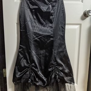 Queen of Darkness Gothic Black Satin Skirt w/Tulle